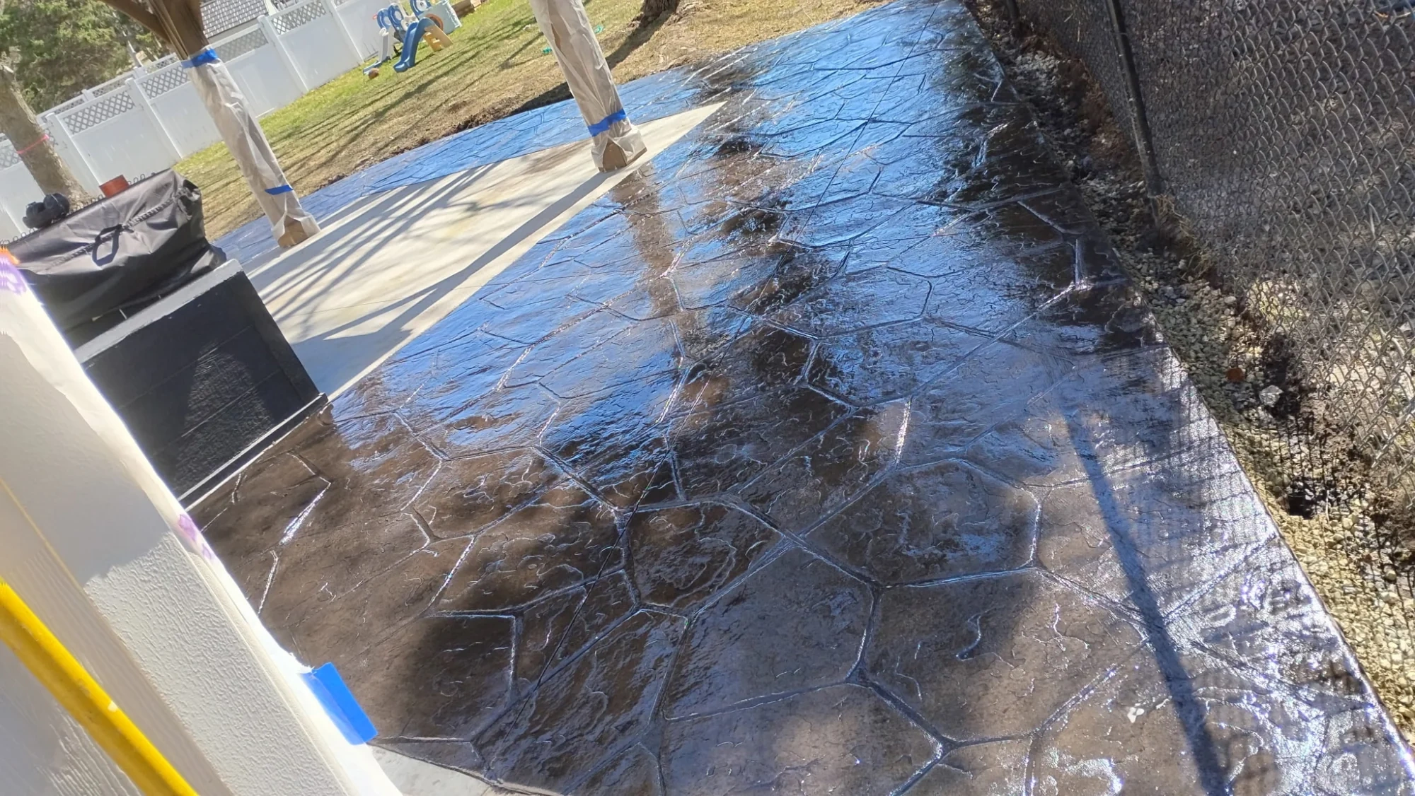 Freshly colored concrete pour by Pouring Praises in Kasson MN